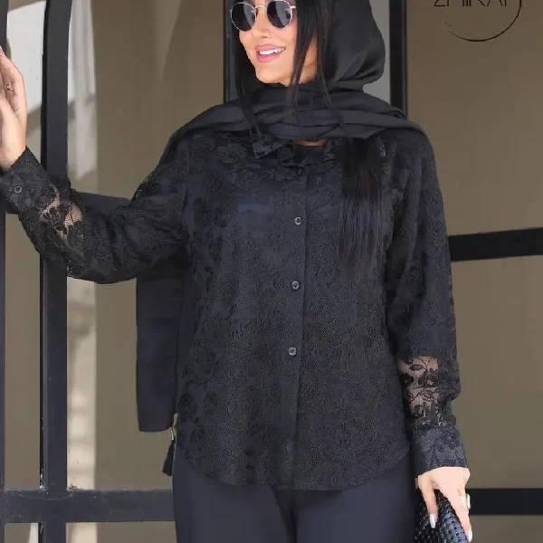 شومیز مشکی گیپور