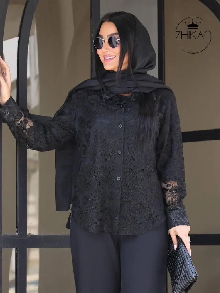 شومیز مشکی گیپور